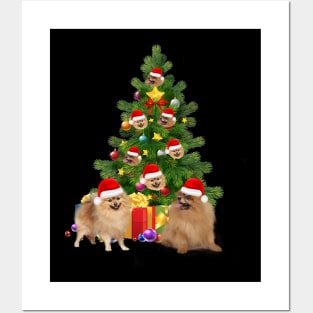 Pomeranian dog Christmas Tree T-Shirt Posters and Art